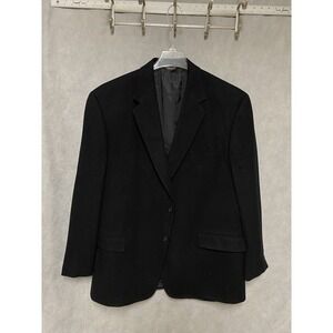 Claiborne Blazer Men 46L Black 2 B Winter Camelhair Flannel Coat Jacket‎ Luxury